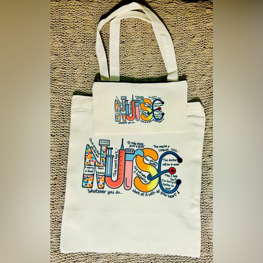 HANDMADE tote bag with matching pouch